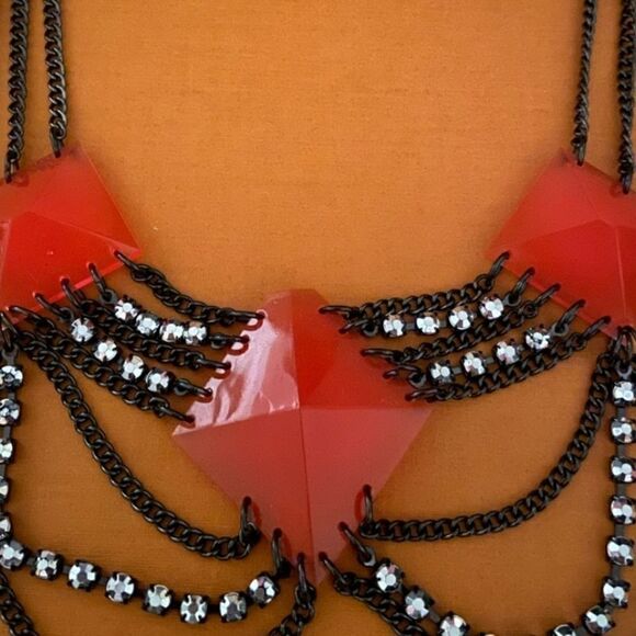 😎 3/$25 Bundled Women's Statement Necklace by H&M in Gun Metal - Picture 2 of 6